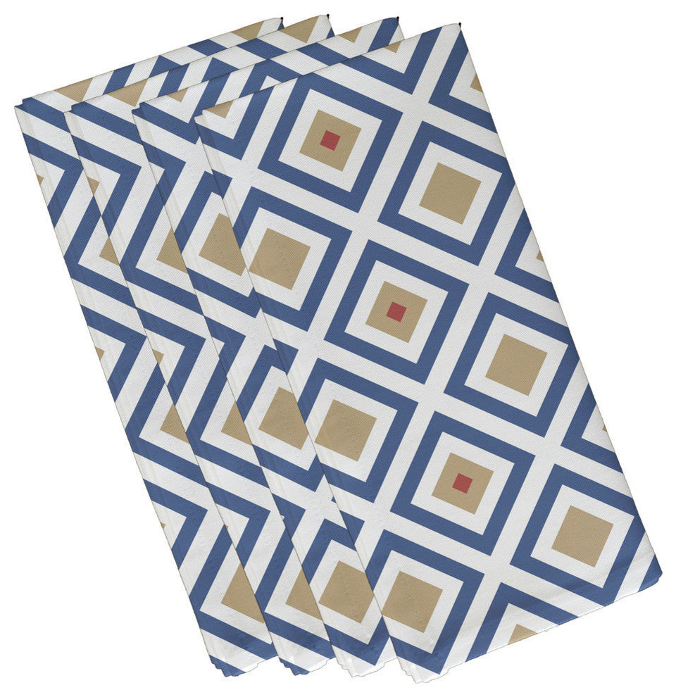 Diamond Mayhem Geometric Print Napkin, Cadet, Set of 4
