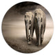 Elephant Pair In Motion, Animal Round Wall Art, 36"