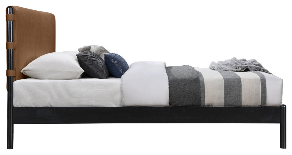 Abigail Upholstered Bed, Cognac, Full, Vegan Leather