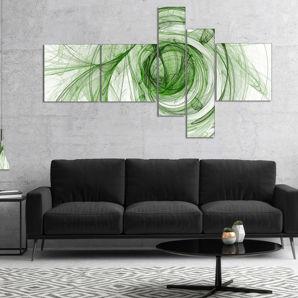 Ball of Yarn Green Spiral, Abstract Canvas art print, 60"x32", 5 panels