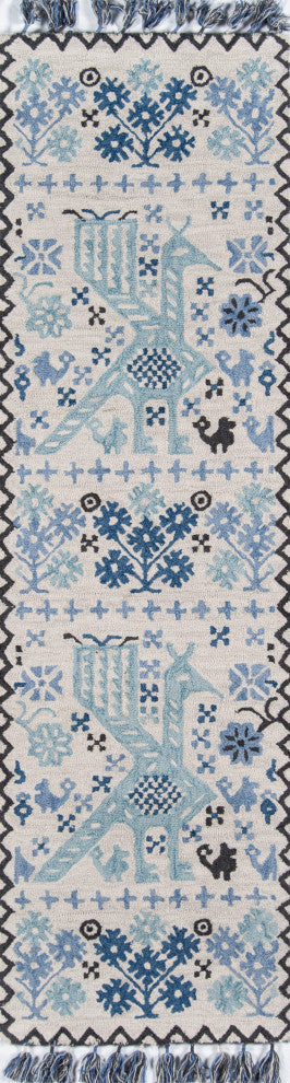 Momeni Tahoe Wool Hand Tufted Blue Runner 2'3"x8'