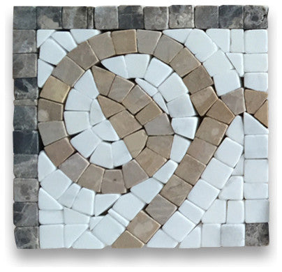 Marble Mosaic Border Decorative Accent Tile Garden Gold 4x4 Tumbled, 1 piece