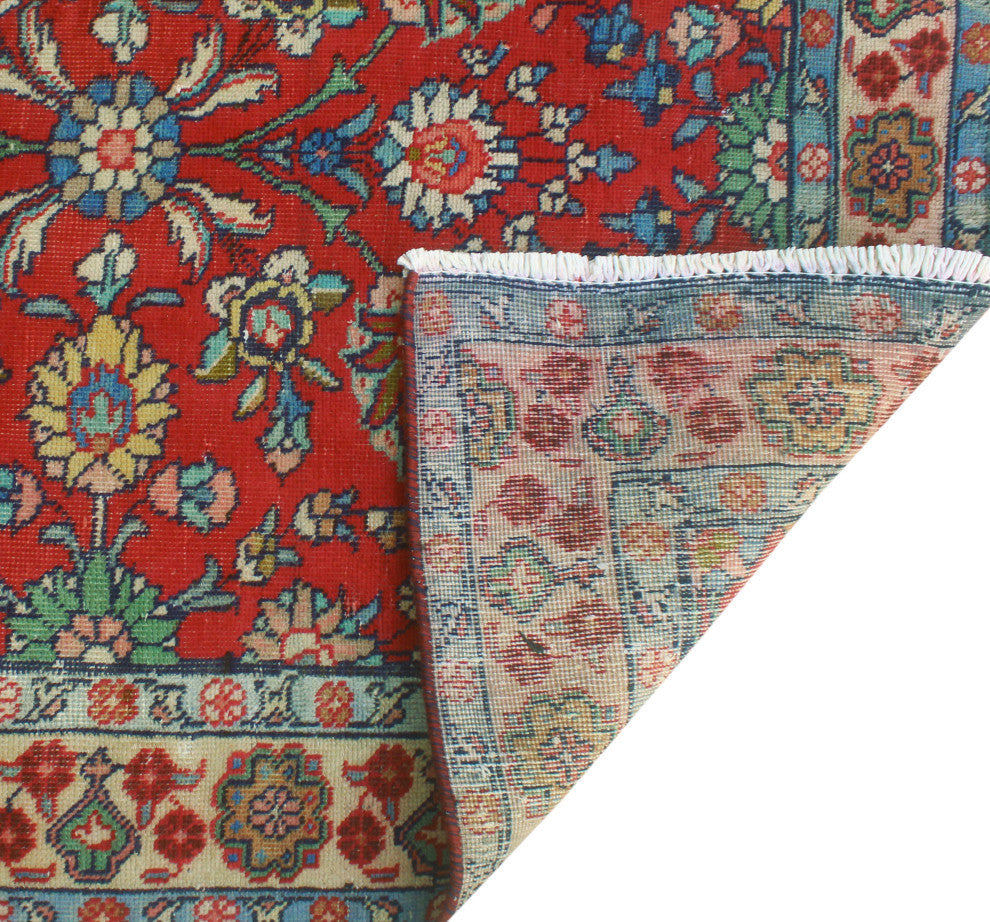 Fine Vintage Distressed Jeannie Red/Beige Runner, 3'7x9'2