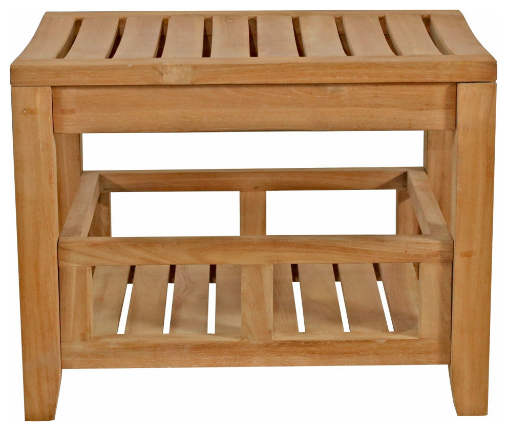 Seven Seas Teak Shower Stool With Shelf