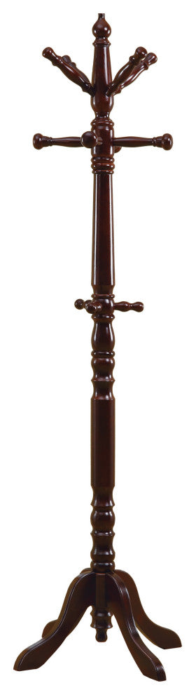 HomeRoots Cherry Solid Wood Finish Coat Rack With Triple Tiered Coat Stand