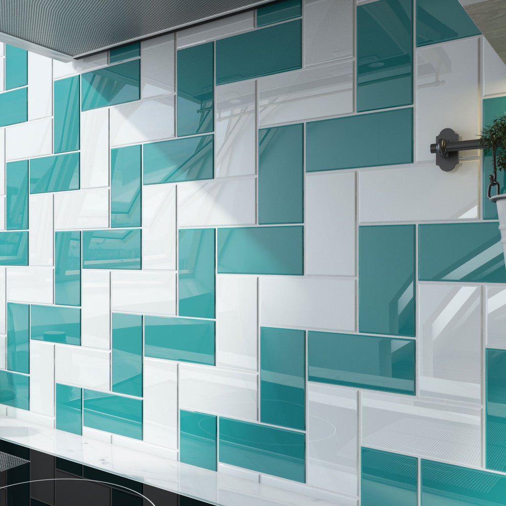 3"x6" Glass Subway Collection, Teal