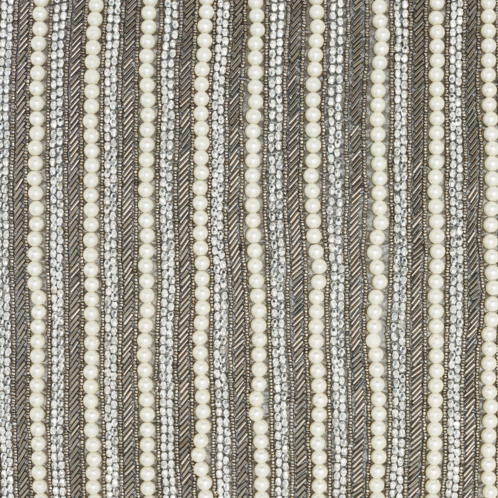 Nourison Home 20"x20" Sofia Beaded Vert Stripes Pewter Throw Pillows