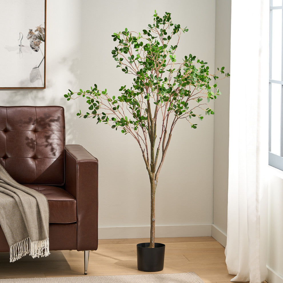 Willey Artificial Leaf Tree, Green, 25wx17dx59h