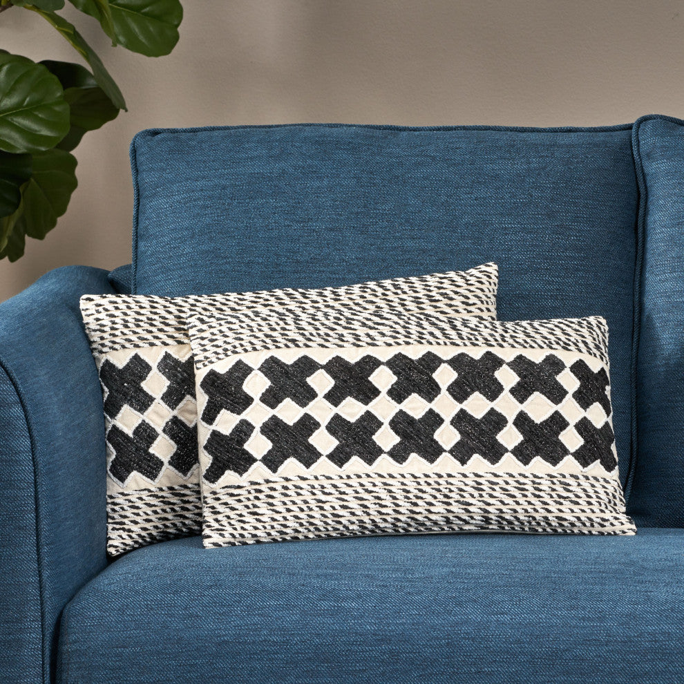 Kerman Boho Handcrafted Fabric Pillow Cover, Set of 2