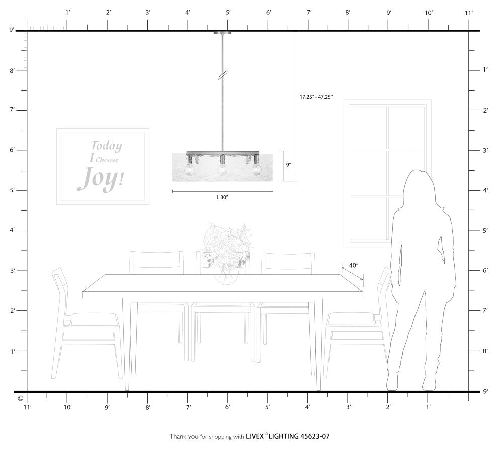 Livex Lighting Ashcroft 3 Light Bronze Linear Chandelier