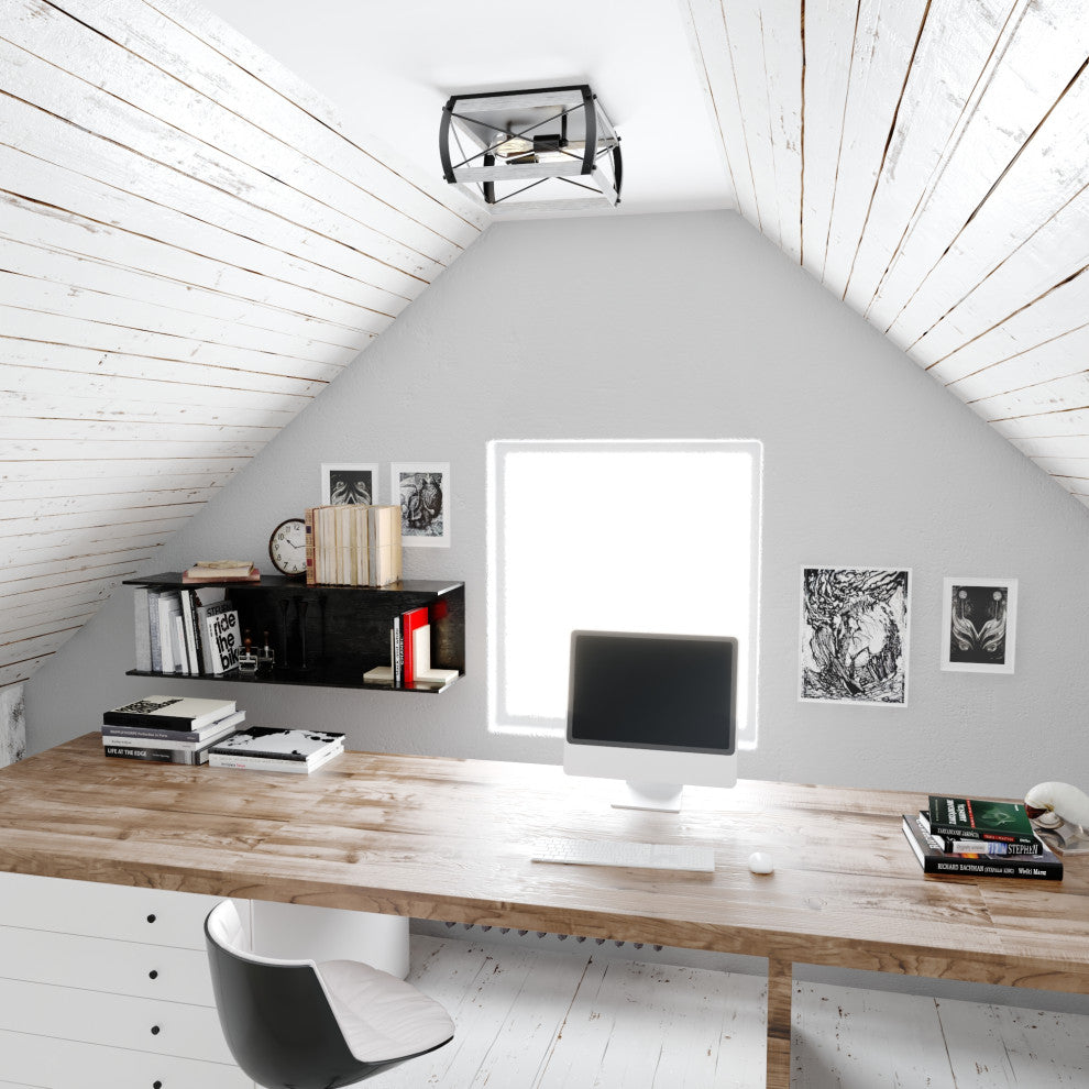 Montclare 13.5" 2 Light Flush Mount Textured Black and White Ash