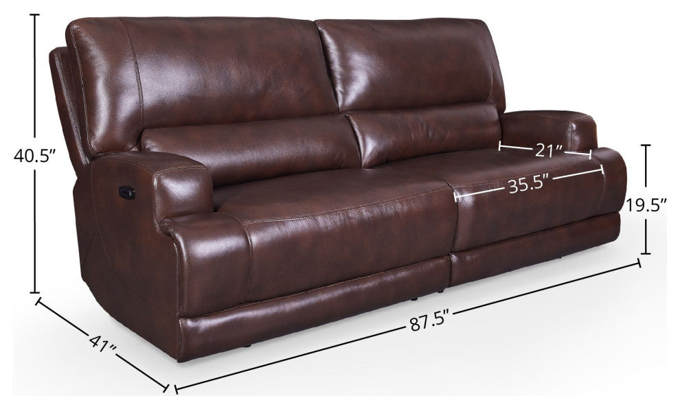 Tahoe Dual Power Zero Gravity Leather Sofa, Coffee