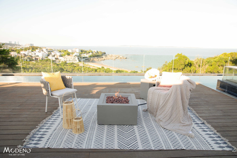 Ridgefield Square Gray Concrete 27" Natural Gas Fire Pit by Modeno