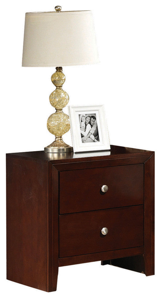 22"x16"x24" Brown Cherry Wooden Nightstand