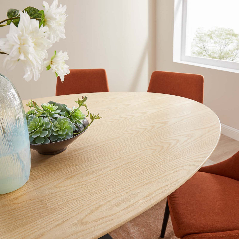 Lippa 78" Wood Oval Dining Table, Black Natural