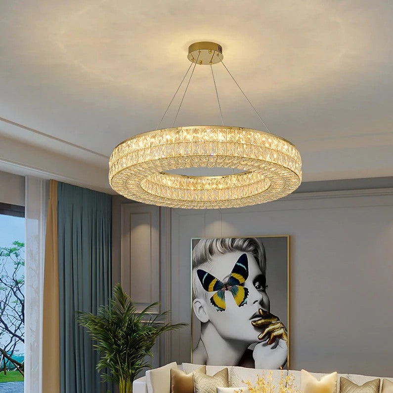 Bacci Crystal Wheel Chandelier, Gold