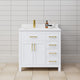 Beckett 36" White Single Vanity, White Cultured Marble Top, Gold Trim