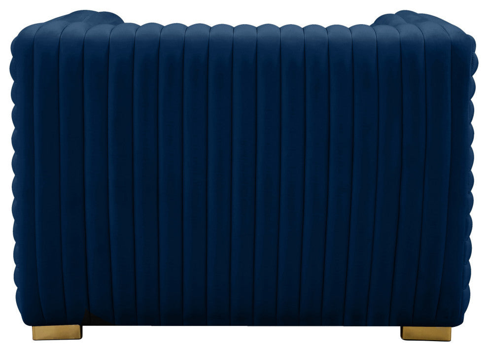 Ravish Velvet Upholstered Chair, Navy, Chair