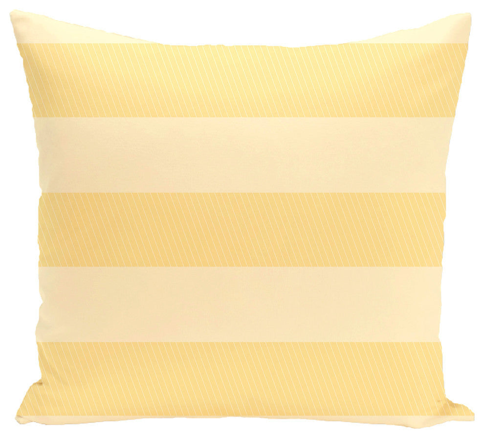 Windward Stripes Print Outdoor Pillow, Lemon, 18"x18"