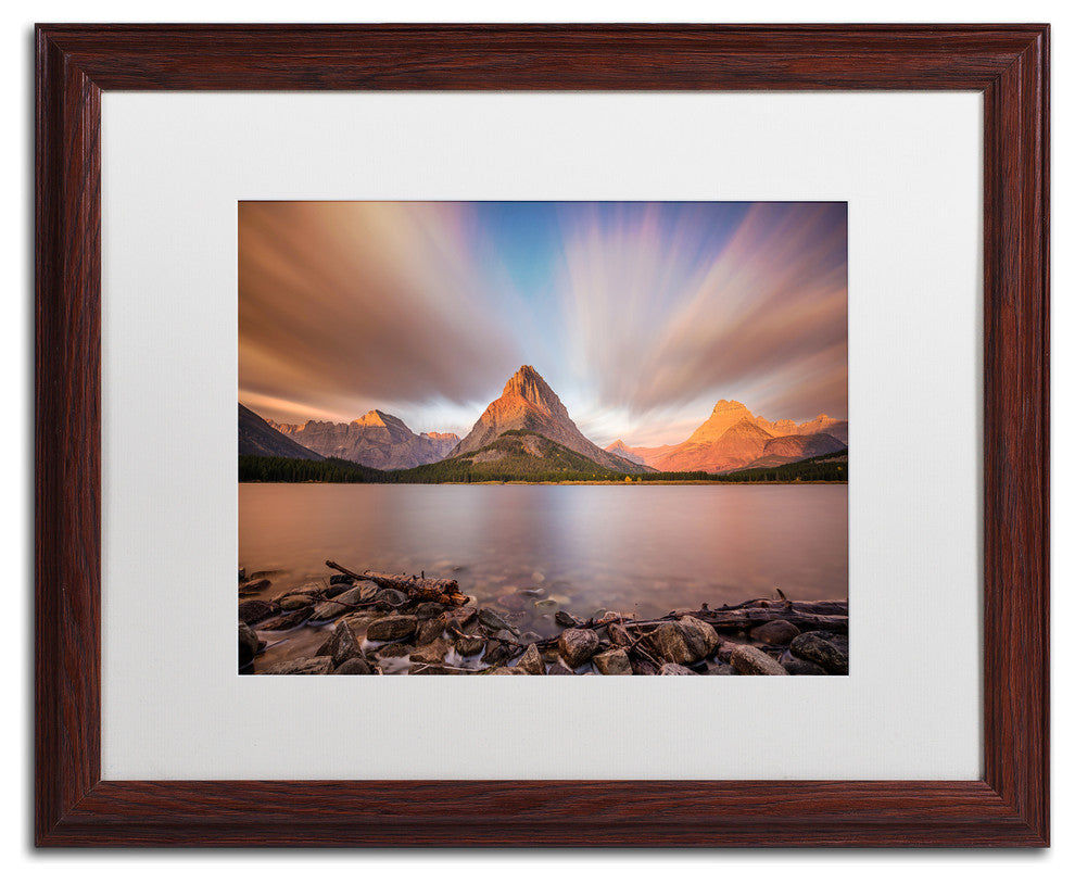 Pierre Leclerc 'Mount Grinnell Sunrise' Matted Art, Wood Frame, White, 20x16
