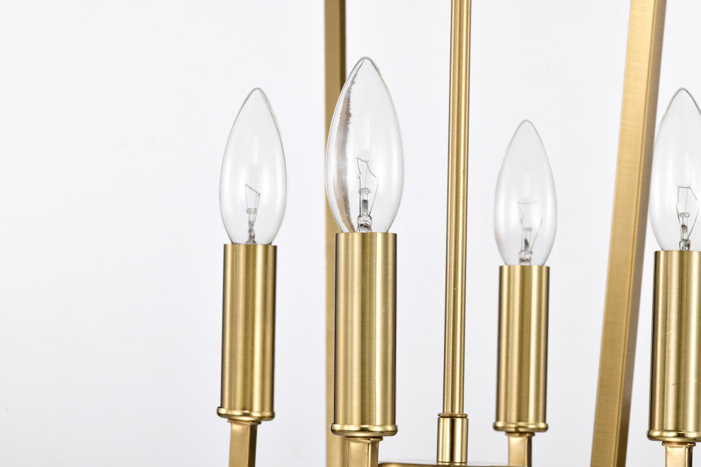 4-Light 16 in. Gold Caged Lantern Modern Pendant