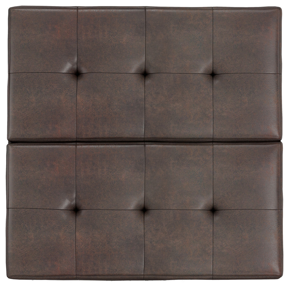 Dover Lift Top Coffee Table Storage Ottoman, Distressed Brown