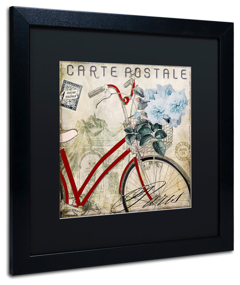 Color Bakery 'Postale Paris II' Art, Black Frame, Black Matte, 16"x16"