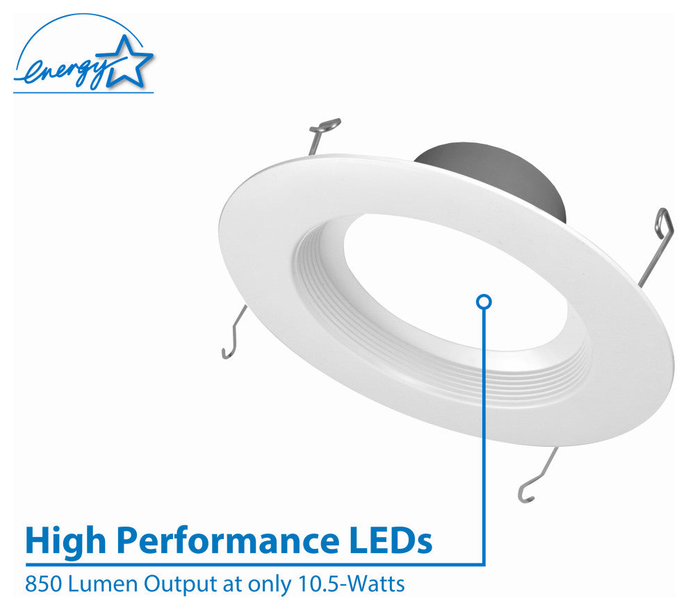 DCR56 LED Recessed Downlight Retrofit, White, Baffle, 2700k (Warm White)