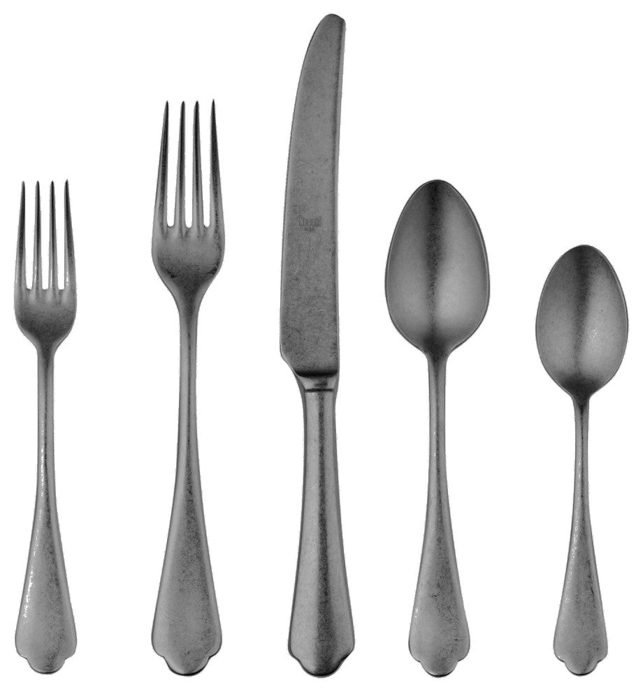 Dolce Vita Pewter Black Gold Flatware Set 20-Piece Set