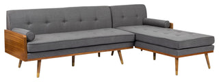 Haddie Fabric Chaise Sectional, Gray and Dark Walnut