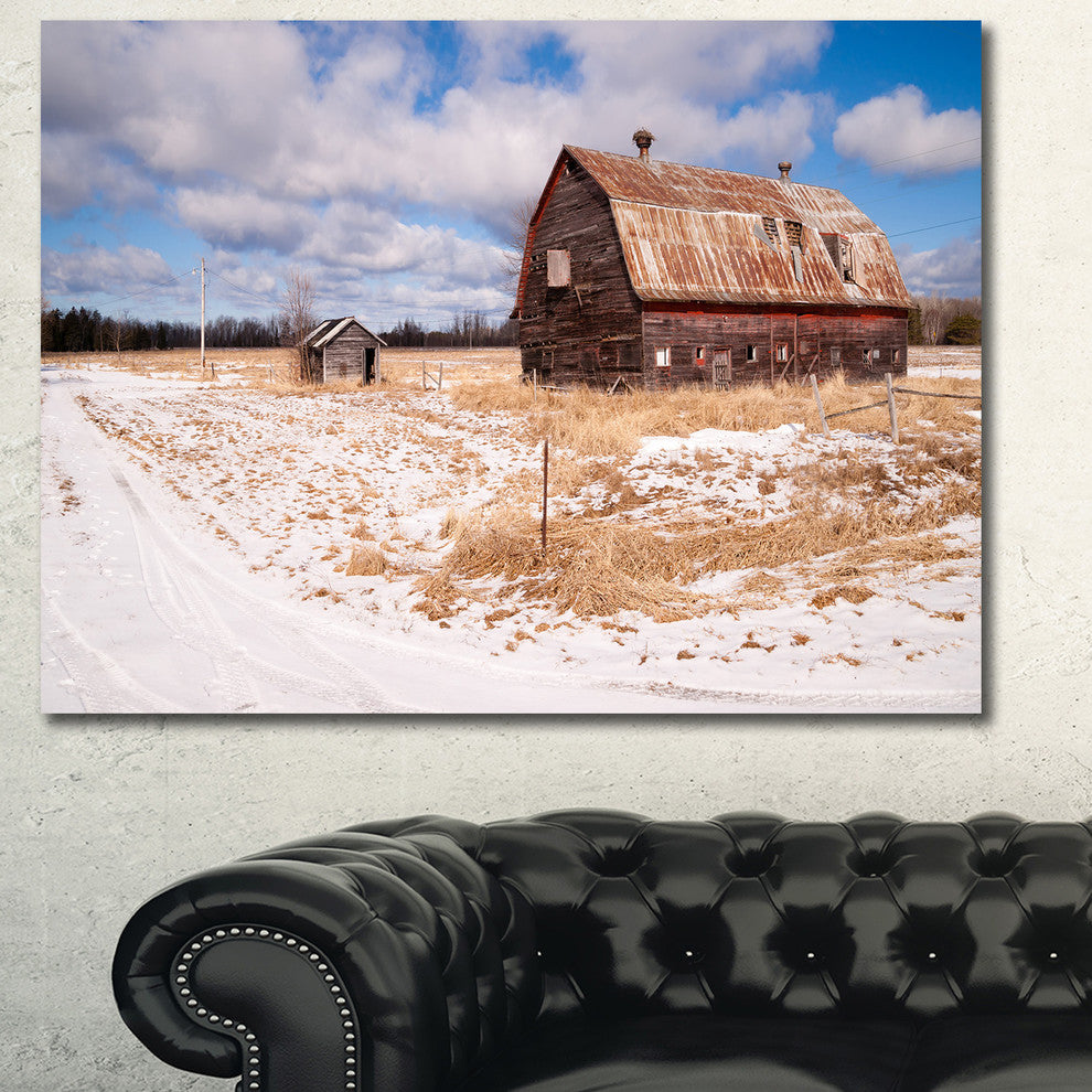 Farm Field Barn Ranch, Landscape Canvas Art Print, 40"x30"