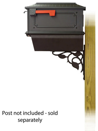 Kingston Mailbox With Newspaper Tube & Floral Front Mailbox Mounting Bracket
