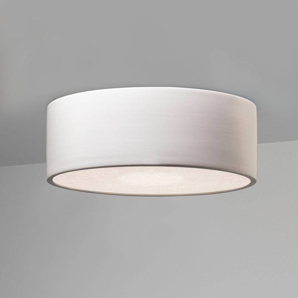 Short Round LED Outdoor Flush-Mount, Matte White