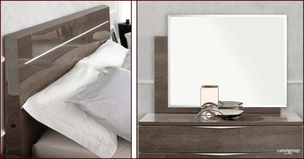 Italian Contemporary Modern Bedroom Set Legno in Silver Birch Made in Italy, King Size