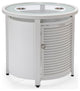 LeisureMod Walbrooke Patio Round Tank Holder With Slats Design, White