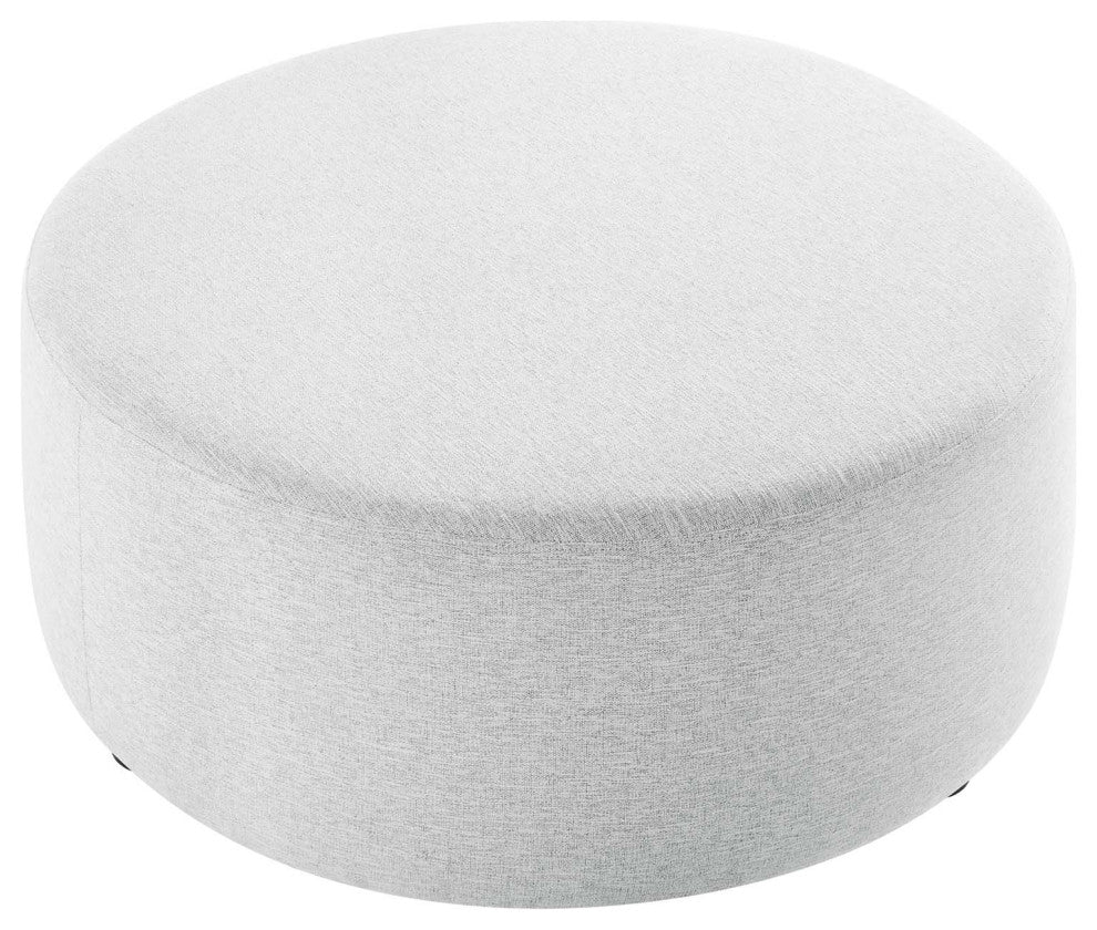 Callum Large 38" Round Woven Heathered Fabric Upholstered Ottoman