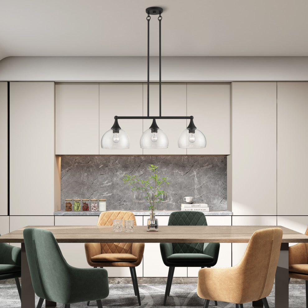 3 Light Black Linear Chandelier