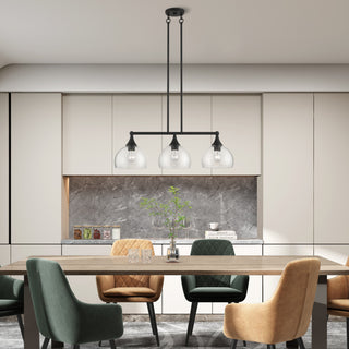 3 Light Black Linear Chandelier