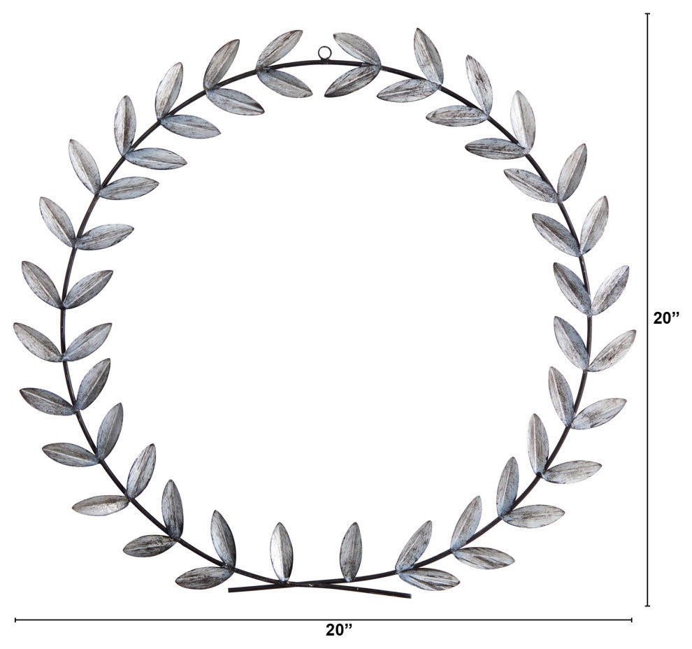Nearly Natural 7059 20x20 White Metal Olive Leaf Wall Decor