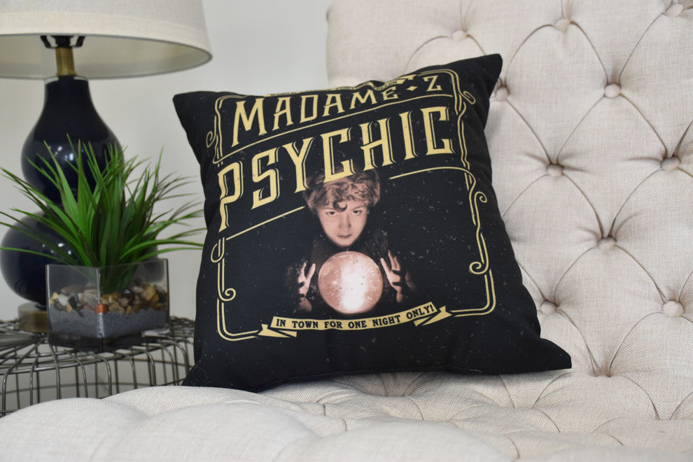 Madame Psychic 20" Gold/Yellow Halloween Print Decorative Throw Pillow