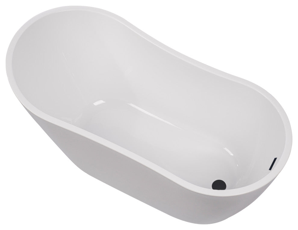 55" Freestanding Acrylic Bathtub, White/Matte Black