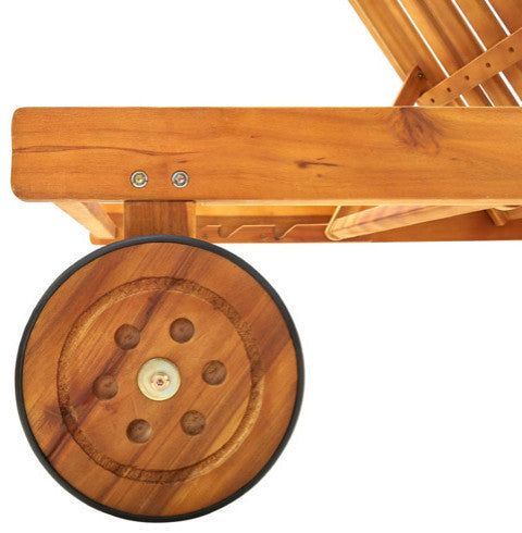 vidaXL Sun Lounger Outdoor Chaise Lounge Chair with Cushion Solid Wood Acacia