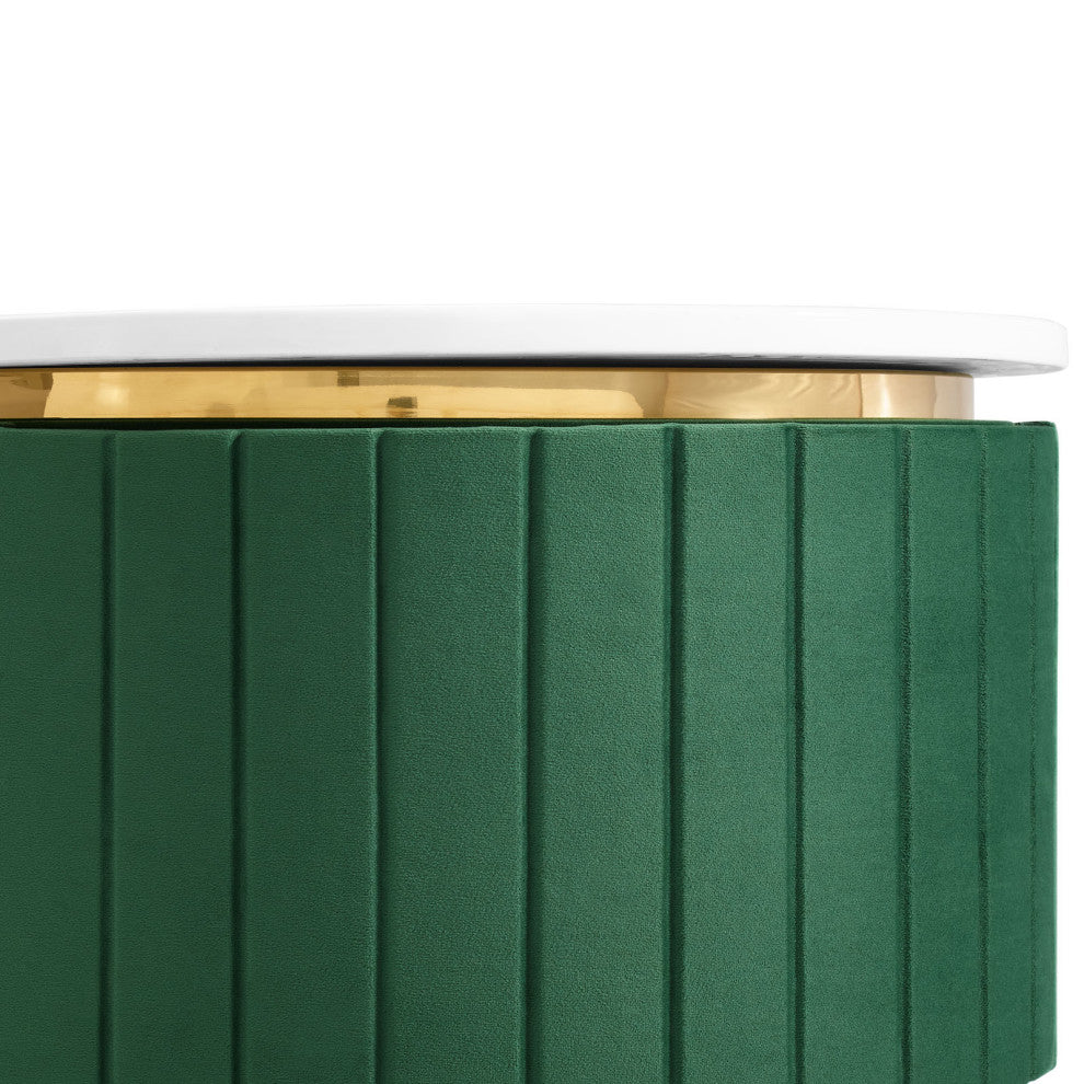 Console Entry Table Sideboard, Green White, Velvet, Modern, Mid Century Lounge
