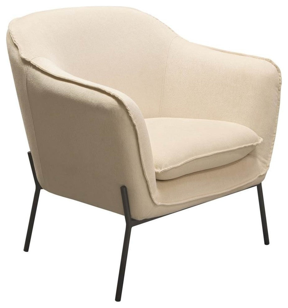 Status Accent Chair, Cream Fabric With Black Powder Coated Metal Leg