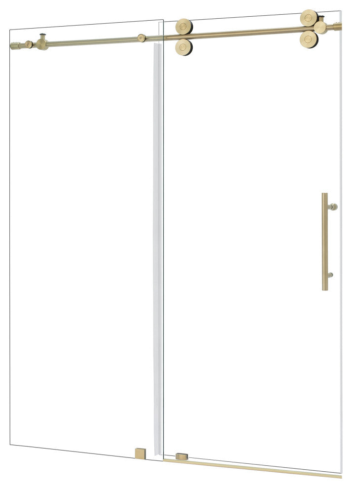 Lazaro Single Sliding Frameless Shower Door, Clear, Brushed Gold, 68"wx78"h