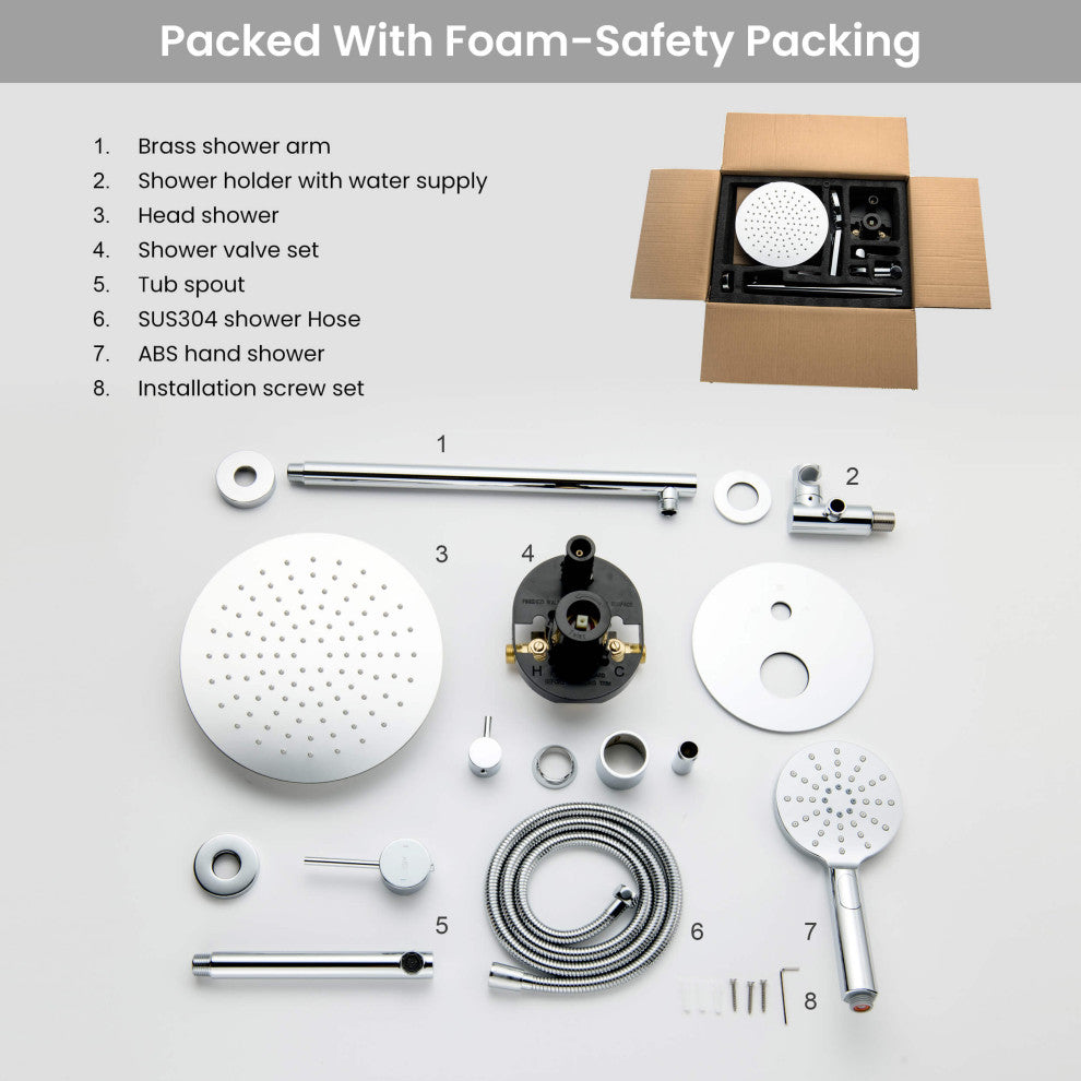 Circular Pressure 3-Function Shower System, Rough-In Valve, Chrome