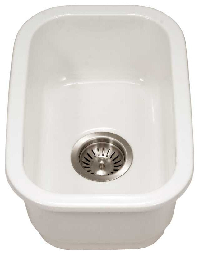 Houzer PTB-1318 Platus 12-3/16" Undermount Single Basin Fireclay - White