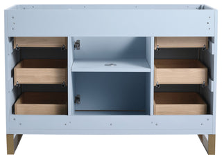Opulence Bath Vanity, Pastel Blue, 48", Satin Brass Hardware, White Top