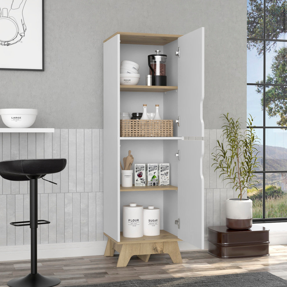 British Single Pantry Light Oak-White