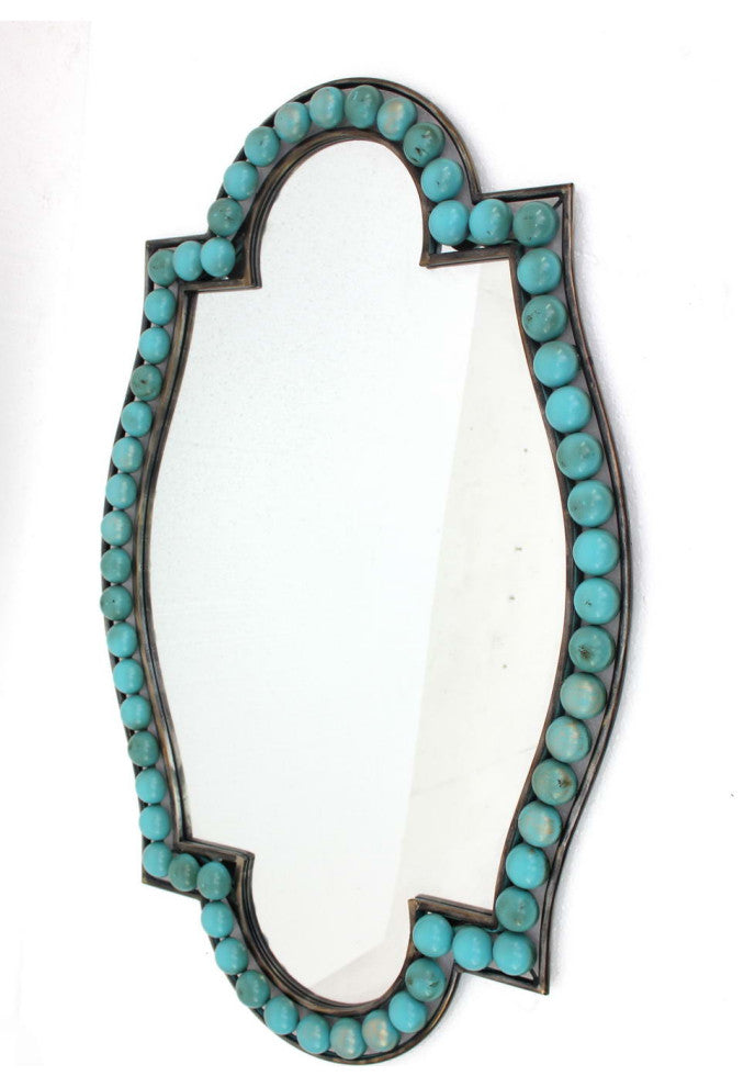 HomeRoots 30" x 47" x 1.75" Blue, Metal Frame - Dressing Mirror